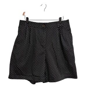 Chaus Sport Women's Vintage Black Polka Dot Pleated Shorts 100% Cotton